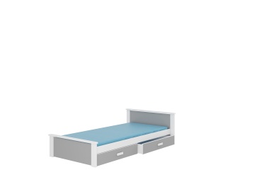 Pat copii ADRK ALDEX – 90x200 cm – Alb / Gri deschis – fotografie de catalog a modelului