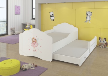 Pat copii ADRK CASIMO II – 80x160 cm – cu somieră inclusă – Fetiță cu aripi – Alb – Varianta 1