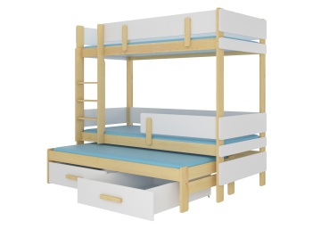 Pat copii ADRK ETAPO – 90x200 cm – Pin natural / Alb – fotografie de catalog a modelului