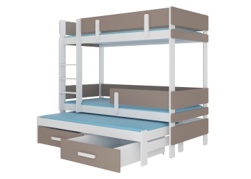 Pat copii ADRK ETAPO – 90x200 cm – Alb / Trufă – fotografie de catalog a modelului – cadru alternativ al produsului