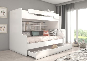 Pat copii ADRK HARELL – 90x200 cm – Alb – prezentare completă a produsului