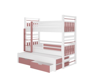 Pat copii ADRK HIPPO – 90x200 cm – Alb / Roz – fotografie de catalog a modelului