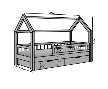 Pat copii ADRK House Galicja – 90x200 cm – Pin – prezentare alternativă a modelului – cadru alternativ al produsului