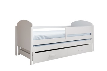 Pat copii ADRK Olen – 80x180 cm – cu somieră inclusă – cu ladă de depozitare – Alb – SKU CH-OLE-W-180