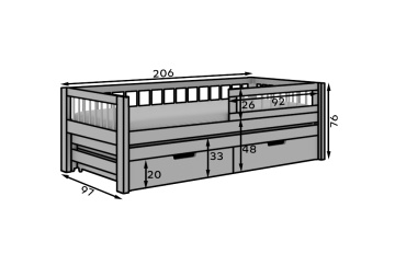 Pat copii ADRK Orio – 90x200 cm – Alb – prezentare alternativă a modelului