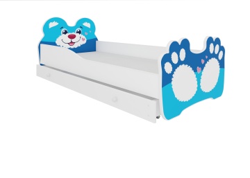 Pat copii ADRK Urs albastru – 70x140 cm – Albastru – fotografie de catalog a modelului – cadru alternativ al produsului