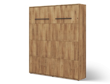 Pat rabatabil ADRK Vivario 160 – 160x200 cm – Stejar Artisan – închis, vedere trei sferturi a corpului tip dulap