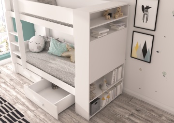 Pat supraetajat ADRK copii GARET – 80x180 cm – Alb / Antracit – imagine de prezentare din galeria produsului