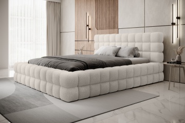 Pat tapițat ELTAP Dizzle Bed, 140x200 cm, alb, Jaffray 01 – prezentare vizuală a designului