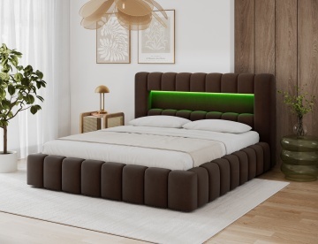 Pat tapițat ELTAP Lamica, 160x200 cm, maro închis, Monolith 29 – prezentare vizuală a designului – cadru alternativ al produsului