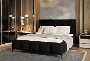 Pat tapițat ELTAP Mist, 140x200 cm, negru, Flores 10 – fotografie de catalog a modelului