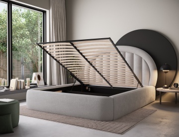 Pat tapițat ELTAP Tapedo Bed, 140x200 cm, Light grey, Amore 01 – fotografie suplimentară de catalog