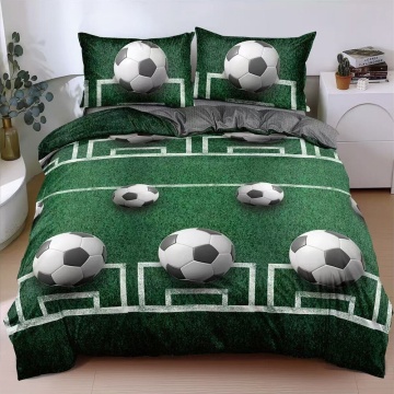 Set lenjerie de pat cu elastic și cearșaf plat, policoton, 4 piese, verde, Elegant Home Pucioasa, E194
