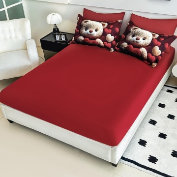 lenjerie finet 6 piese Jojo Home roșie imprimeu 3D romantic