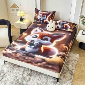 Husă de pat Finet 5D maro cu vulpiță + 2 fețe de pernă | JoJo Home