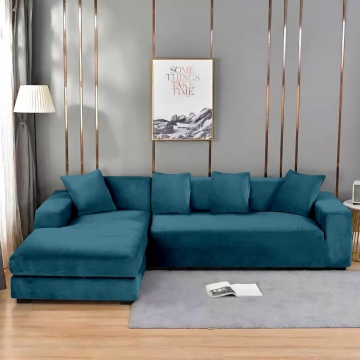 Husă elastică pentru colțar din catifea turcoaz | Universală | Set 2 piese + 2 fețe de pernă | Johnny Home
