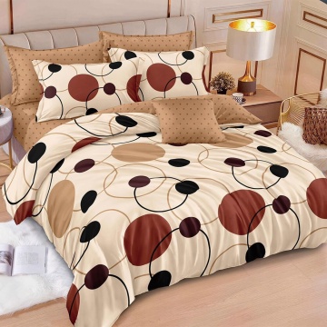 Lenjerie de pat cu cearceaf cu elastic, 6 piese, policoton, 200x230 cm, T48