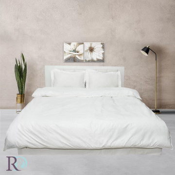Lenjerie de pat uni, 100% bumbac satin, alb, Roxyma Dream