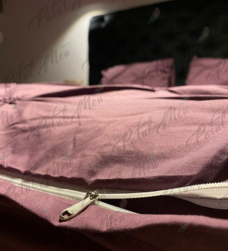 Lenjerie de pat uni cu pliuri, țesătură tip finet, pat 2 persoane, 6 piese, violet închis