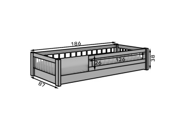 Pat copii ADRK Dori – 80x180 cm – Pin – prezentare alternativă a modelului – cadru alternativ al produsului