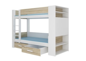 Pat copii ADRK GARET – 80x180 cm – Alb / Sonoma – fotografie de catalog a modelului