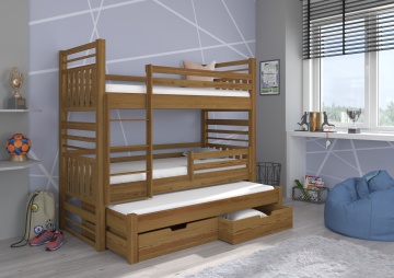 Pat copii ADRK HIPPO – 80x180 cm – cu somieră inclusă – cu ladă de depozitare – Stejar – SKU CH-Hip-Oak-190-E1895
