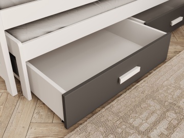 Pat copii ADRK House Jaspis – 90x200 cm – Alb / Antracit – vedere generală a produsului – cadru alternativ al produsului