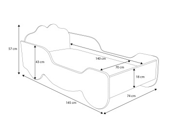 Pat copii ADRK KARETA – 70x140 cm – prezentare alternativă a modelului