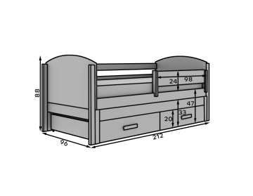 Pat copii ADRK Olen – 90x200 cm – Alb – prezentare alternativă a modelului