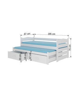 Pat copii ADRK TIARRO – 80x180 cm – Pin natural / Alb – vedere generală a produsului
