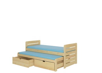 Pat copii ADRK TOMI – 80x180 cm – Pin natural – fotografie de catalog a modelului – prezentare suplimentară a modelului