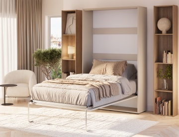 Pat rabatabil ADRK Vivario 120 – 120x200 cm – Cașmir – închis în ambient luminos, vedere laterală