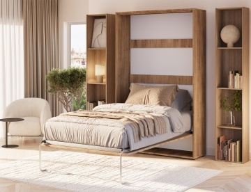 Pat rabatabil ADRK Vivario 120 – 120x200 cm – Stejar Artisan – închis în ambient luminos, vedere laterală