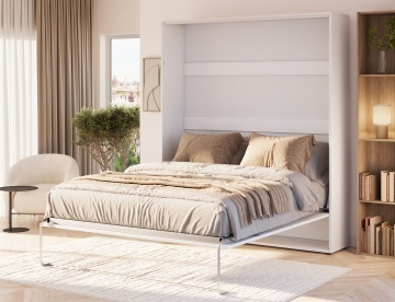 Pat rabatabil ADRK Vivario 160 – 160x200 cm – Alb – închis în ambient luminos, vedere laterală