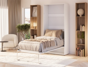 Pat rabatabil ADRK Vivario 90 – 90x200 cm – Alb – închis în ambient luminos, vedere laterală