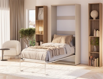 Pat rabatabil ADRK Vivario 90 – 90x200 cm – Cașmir – închis în ambient luminos, vedere laterală