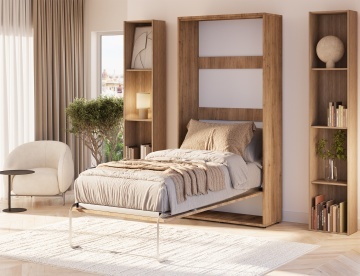 Pat rabatabil ADRK Vivario 90 – 90x200 cm – Stejar Artisan – închis în ambient luminos, vedere laterală