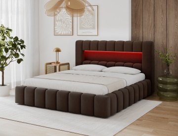 Pat tapițat ELTAP Lamica, 180x200 cm, maro închis, Monolith 29 – imagine de prezentare din galeria produsului – cadru alternativ al produsului