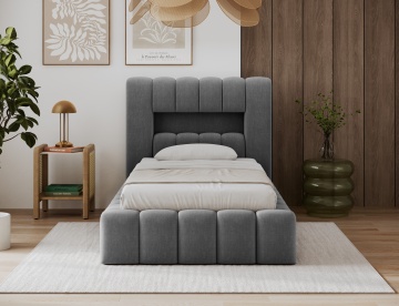 Pat tapițat ELTAP Lamica, 90x200 cm, gri, Nube 4 – prezentare alternativă a modelului – cadru alternativ al produsului