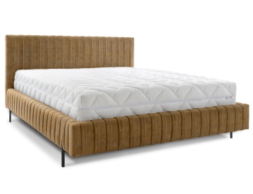 Pat tapițat ELTAP Plissa Bed, 140x200 cm, galben, Relax 45, CU SOMIERĂ METALICĂ, Mecanism pe gaz, CU LADĂ