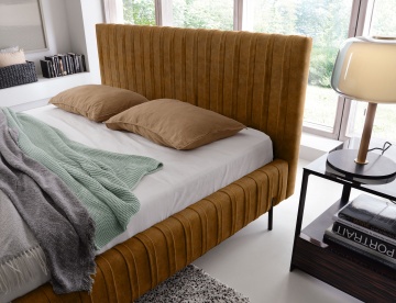 Pat tapițat ELTAP Plissa Bed, 140x200 cm, galben, Relax 45 – prezentare finală din galeria produsului