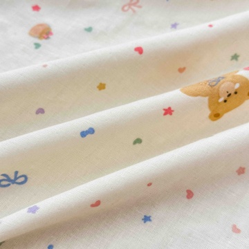 Detaliu față din bumbac cu imprimeu Animăluțe pastel