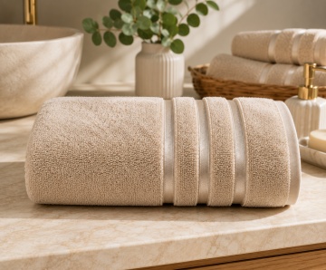 Prosop bej rulat Hobby Home Dolce, microbumbac 100%, moale și voluminose
