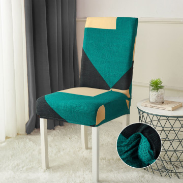 Set 6 huse elastice pentru scaun, poliester / spandex, crem / verde, HEJS-36