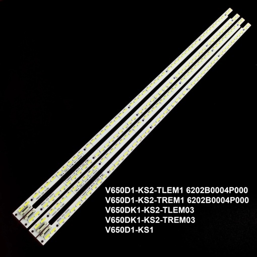 Set barete led tv HISENSE , LG , PHILIPS , PANASONIC, SMART TECH , TCL 65 inch V650D1-KS2-TLEM1 6202B0004P000, V650D1-KS2-TREM1 6202B0004P000 , V650DK1-KS2-TLEM03 , V650DK1-KS2-TREM03, V650D1-KS1, 4*48LED , 402MM , 6V