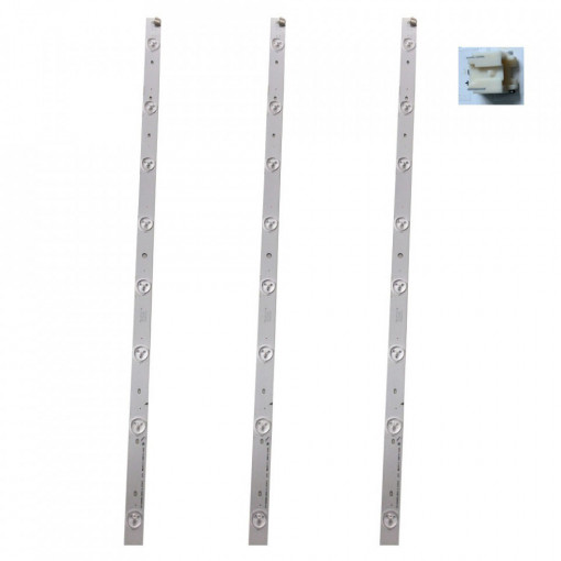 Set barete LED TV TOSHIBA 32 inch, set 3 barete cu 8 leduri, SVT320AE9_REV1.0 , RT5-CNGHY-XA2580, 627 mm