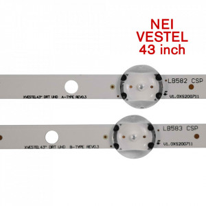 Set barete led NEI, Vestel 43 inch 43NE5505 43" DRT UHD A/B TYPE REV0.3, 17DLB43VER3 , 2 barete x 8 led + 2 barete x 9 led - Img 4