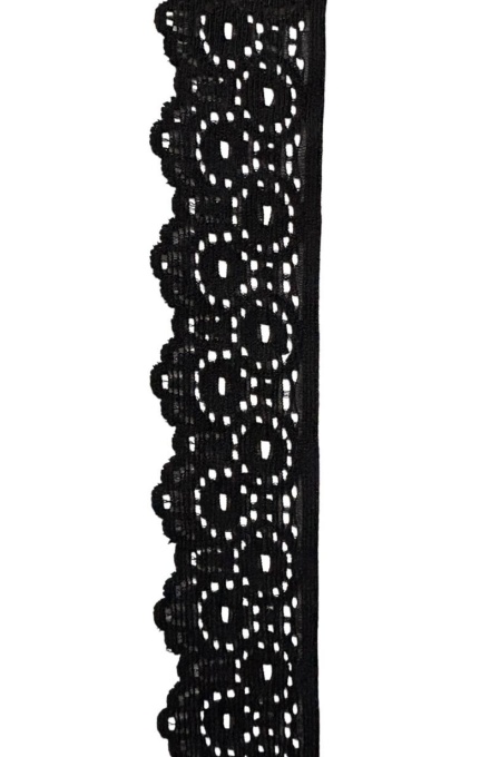 DANTELĂ ELASTICĂ -negru/ggr- 3cm