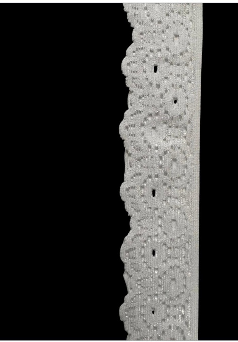 DANTELĂ ELASTICĂ -alb/ggr- 3cm
