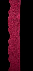 DANTELĂ ELASTICĂ - roșu/flori- 2,5cm